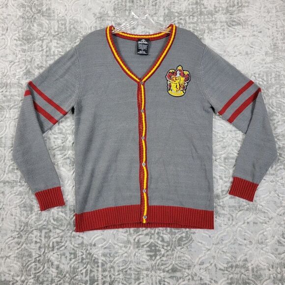 Wizarding World Harry Potter Sweater Adult Medium Gray Gryffindor Cardigan - Picture 1 of 13